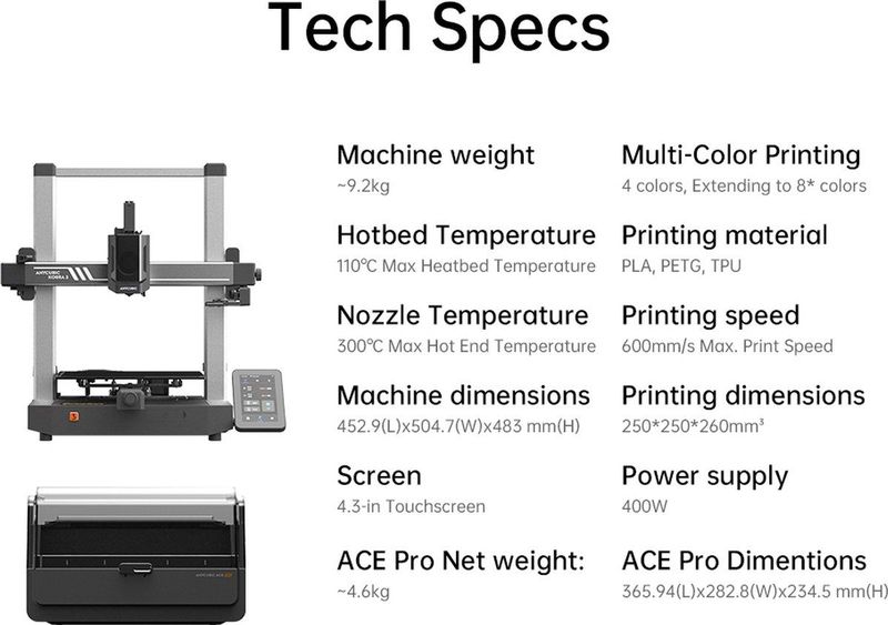 Anycubic - Kobra 3D Printer - Multicolor - 250x250x260mm - Slim Printen