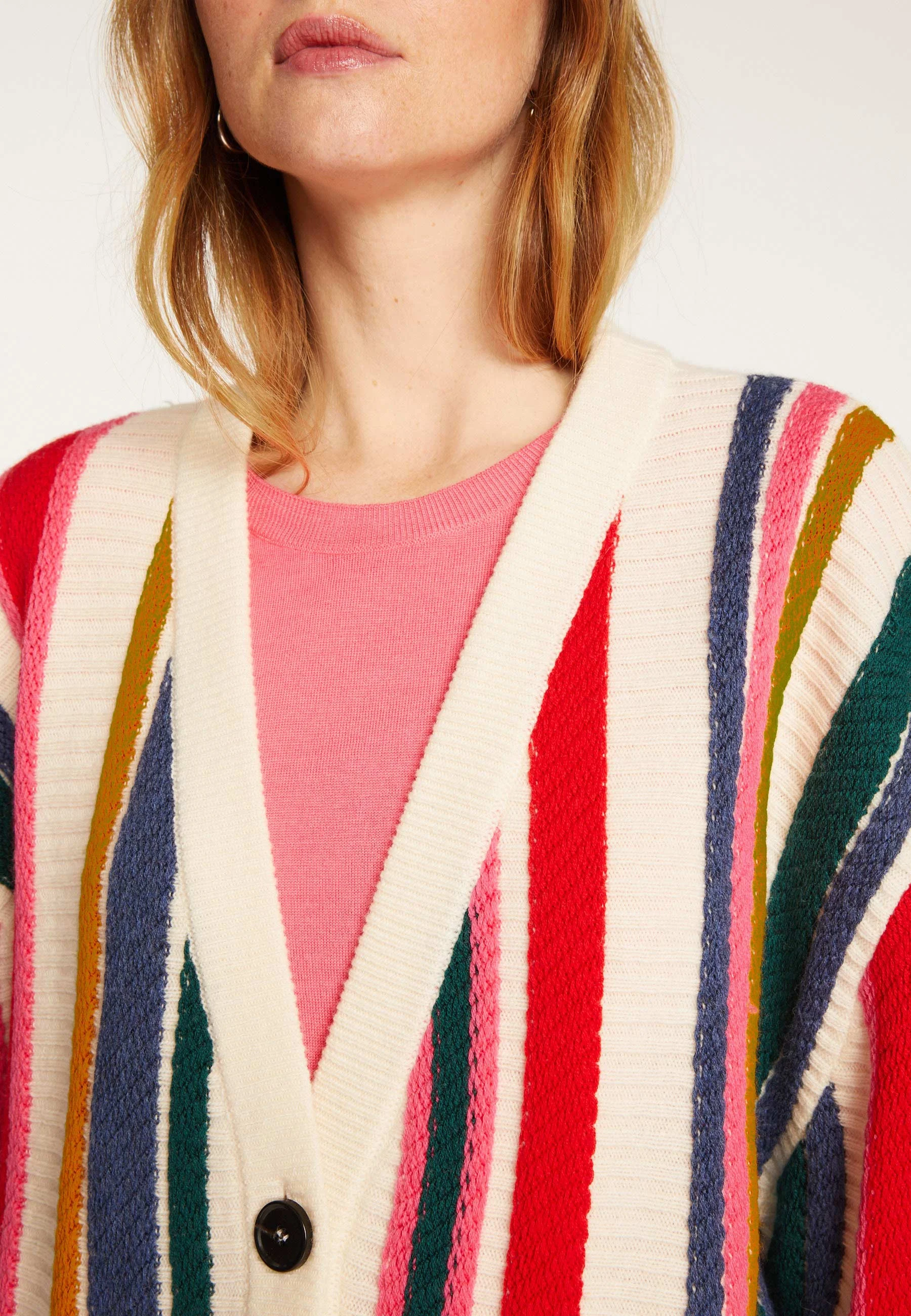 ROMY - Gilet rayures bayadères en laine | Multicolore