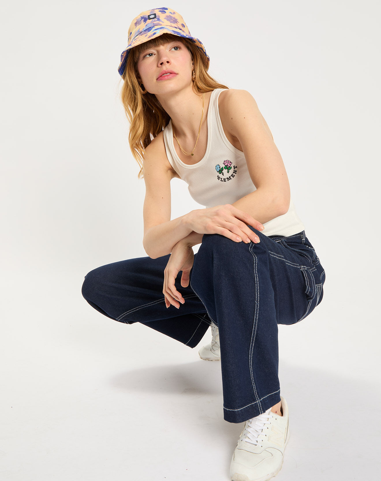 Element Crop-Top 100% Coton Bio Tank Smile écru