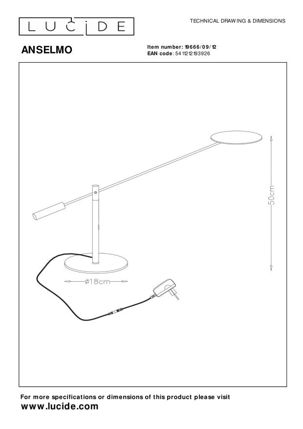 Anselmo bureaulamp LED mat chroom