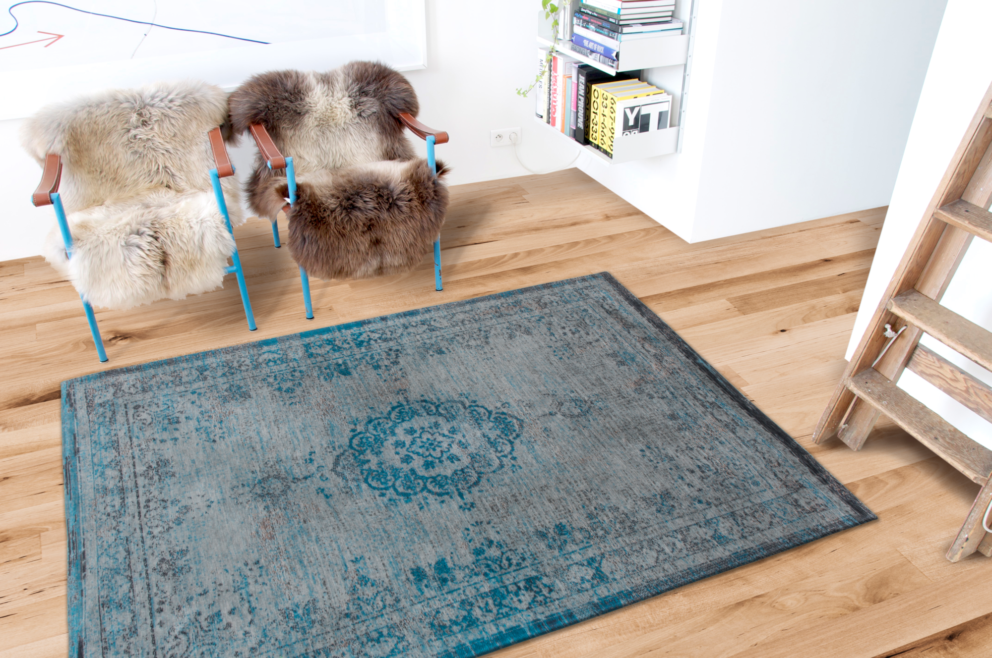 Ecorugs vloerkleed Medallion turquoise 280x390 cm