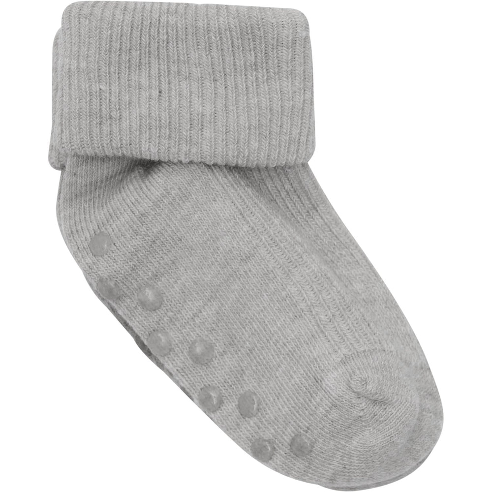 Køb Minymo Light Grey Melange Baby Rib Strømper 2-Pak