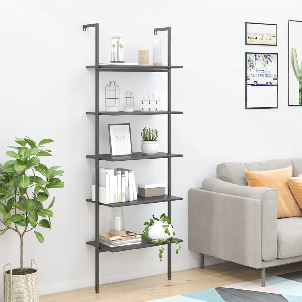 vidaXL - Ladderrek - Zwart - Bewerkt hout