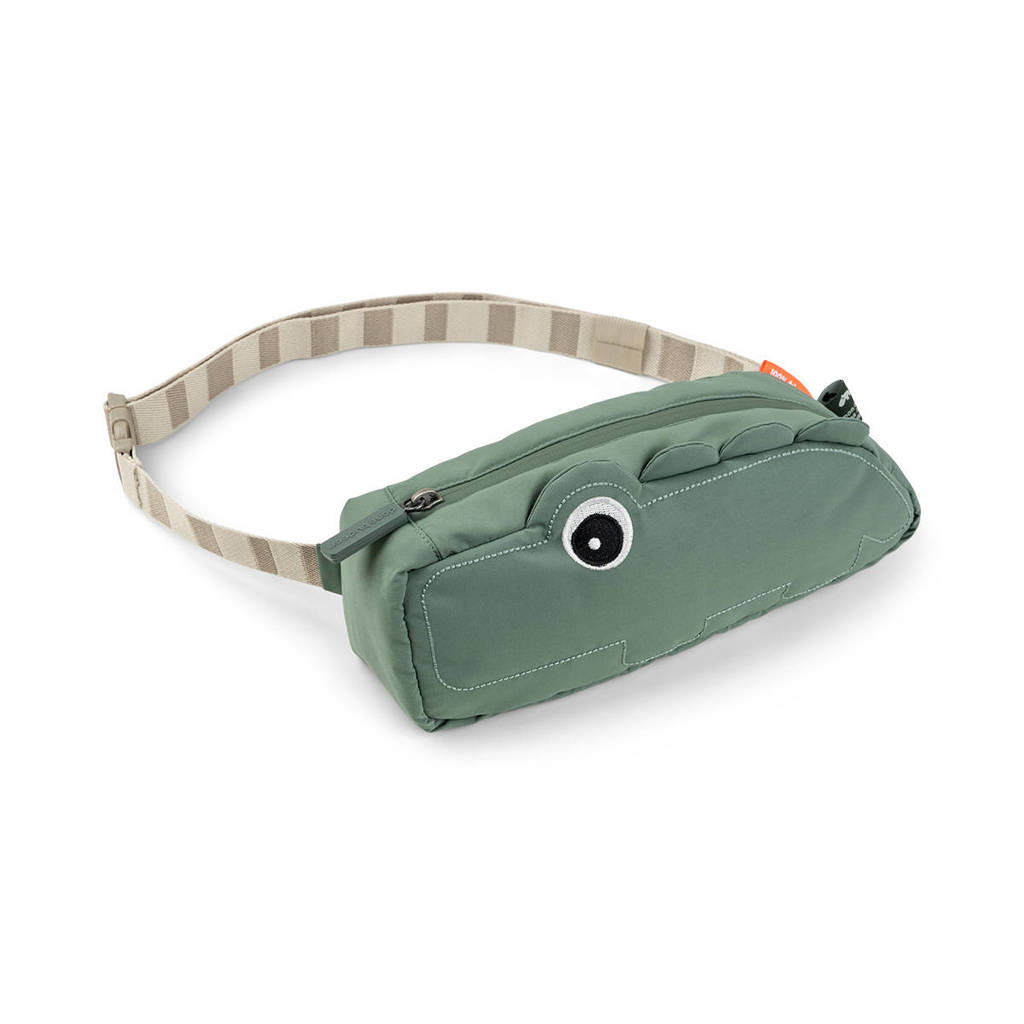 Quilted cross-over kids bag Croco Green