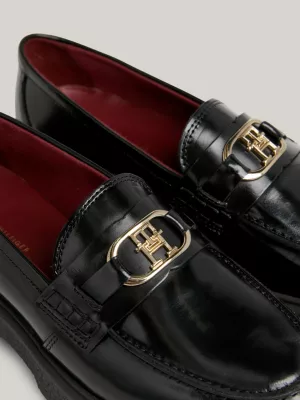 Mocassins plataforma em couro com monograma TH