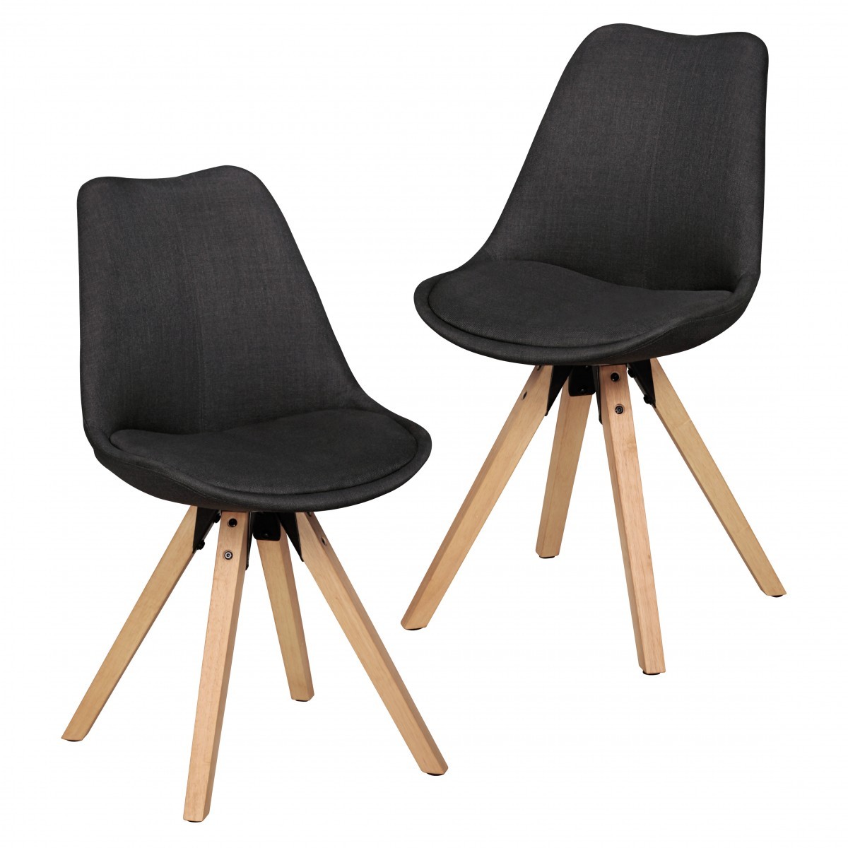 2er Stuhl-Set - anthrazit - Webstoff - Skandi