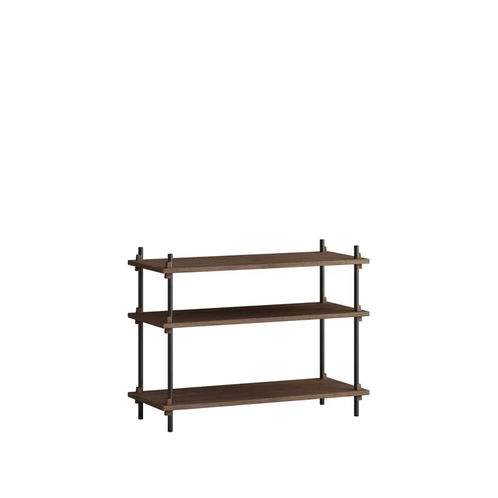 Moebe - Shelving System Low, Eiche dunkel geräuchert / schwarz