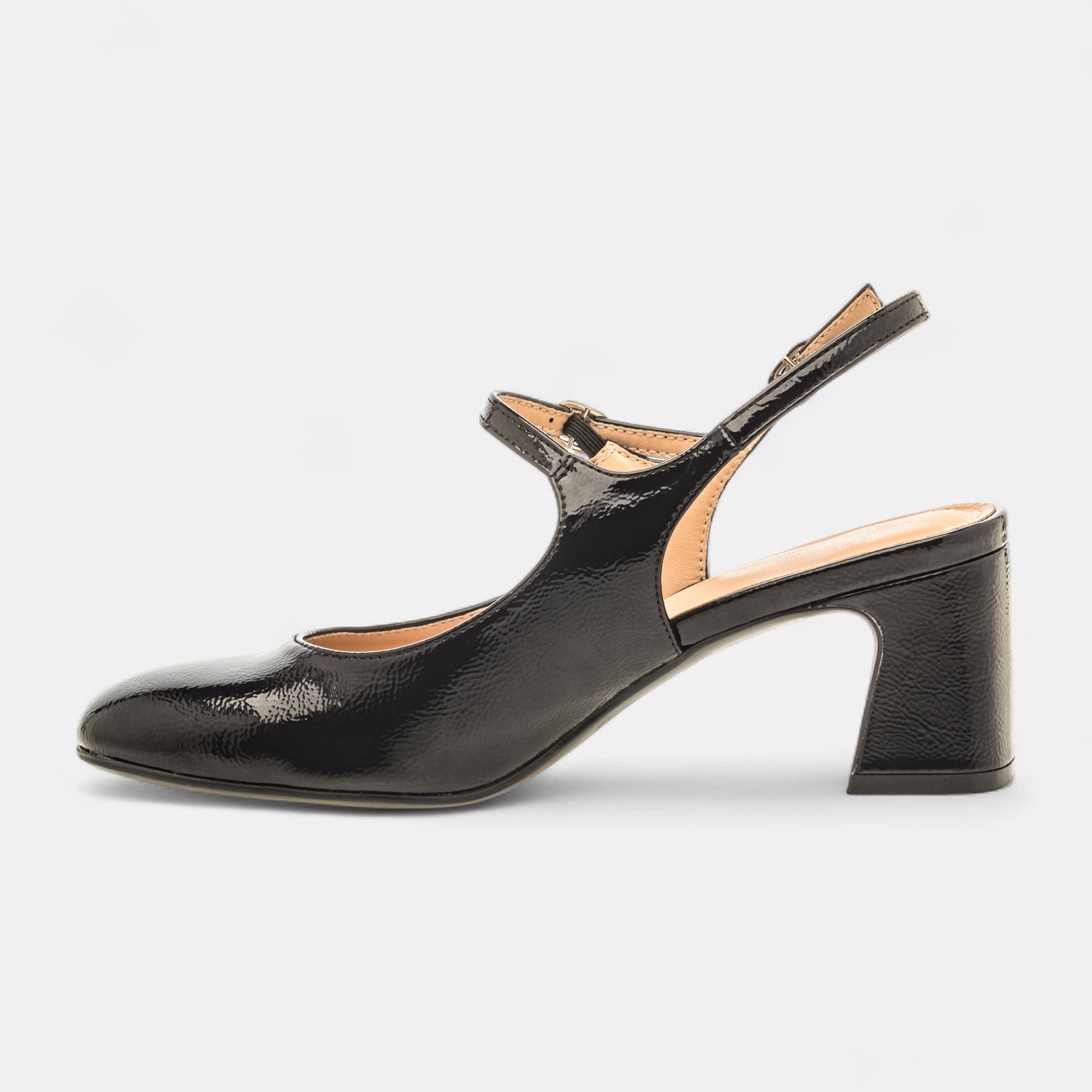 Escarpins avec bride arrière à talon Femme noir vernis