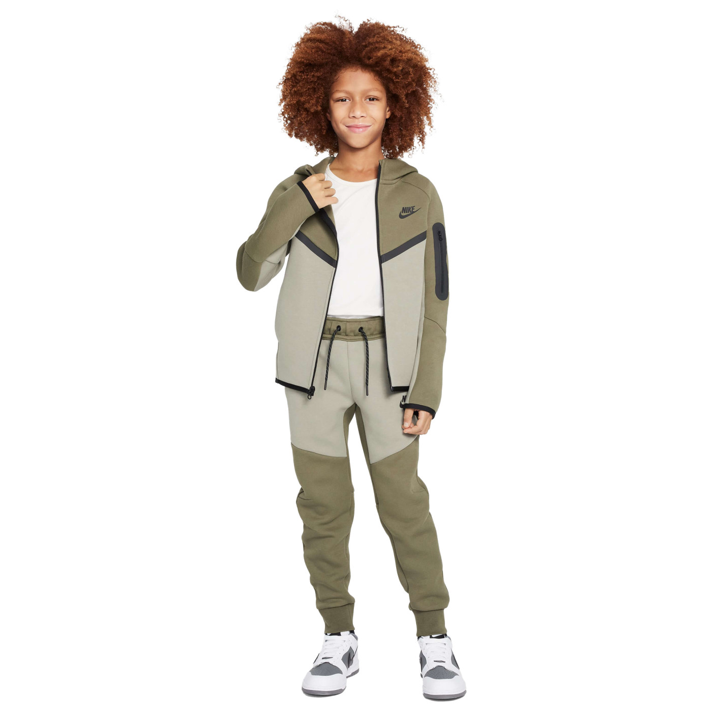 Nike Tech Fleece Sportswear Joggingbroek Kids Olijfgroen Grijs Zwart