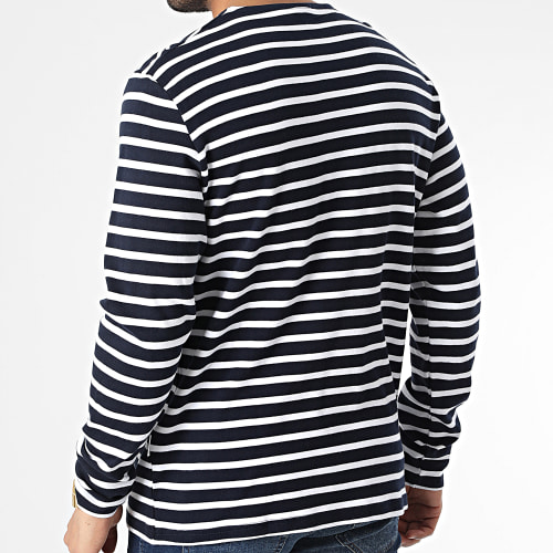 Tee Shirt Manches Longues A Rayures Briac Stripe Bleu Marine Blanc