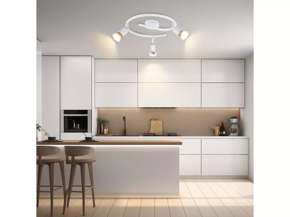 NETTLIFE Spot de plafond LED orientable GU10 3 spots de plafond flamme salon industriel
