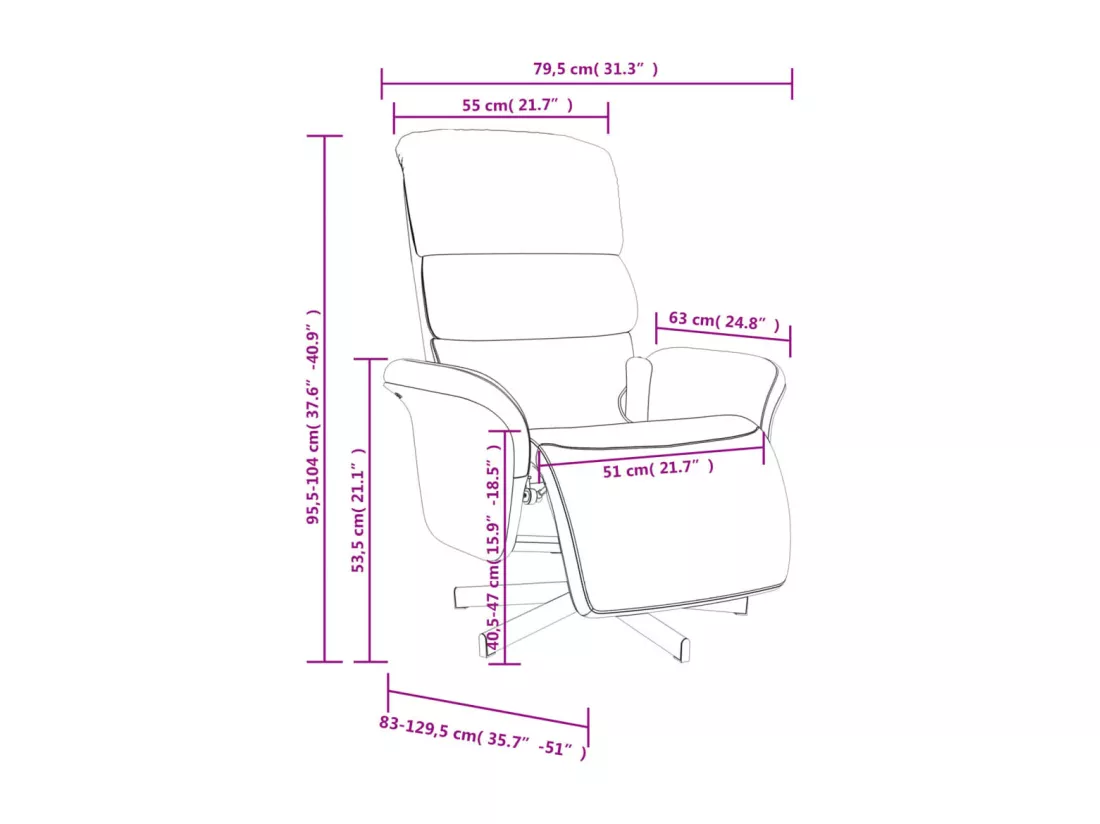 Fauteuil inclinable de massage avec repose-pieds marron tissu