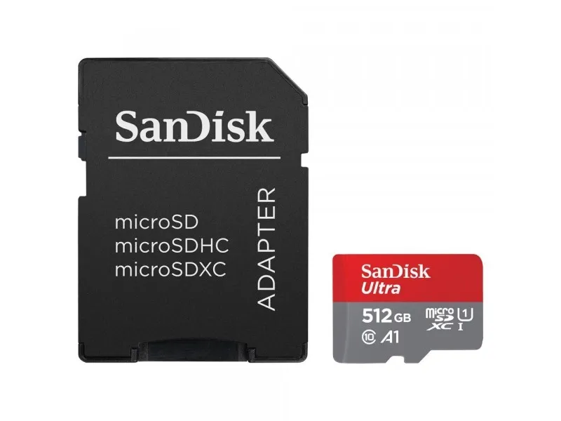 SanDisk Ultra - Flashhukommelseskort (microSDXC til SD adapter inkluderet) - 512 GB - A1 / UHS Class 1 / Class10 - microSDXC UHS-I