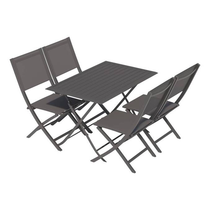 Lot de 4 chaises de jardin pliantes ESSENTIA Anthracite & Graphite
