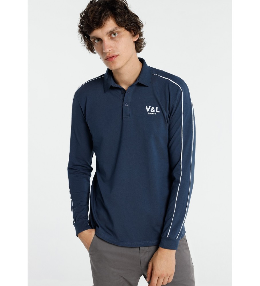 Victorio & Lucchino, Polo de manga comprida V&L Vivos V & L Sport azul marinho