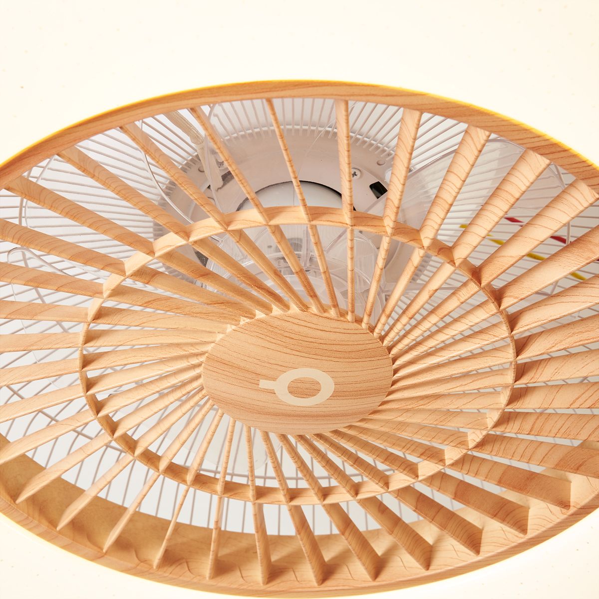 Plafondventilator hout print met ster effect 60cm incl. LED dimbaar met afstandsbediening - Climo