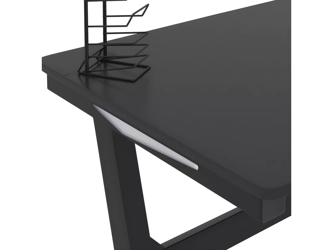 Bureau de jeu à LED en forme de Z Noir 110x60x75 cm