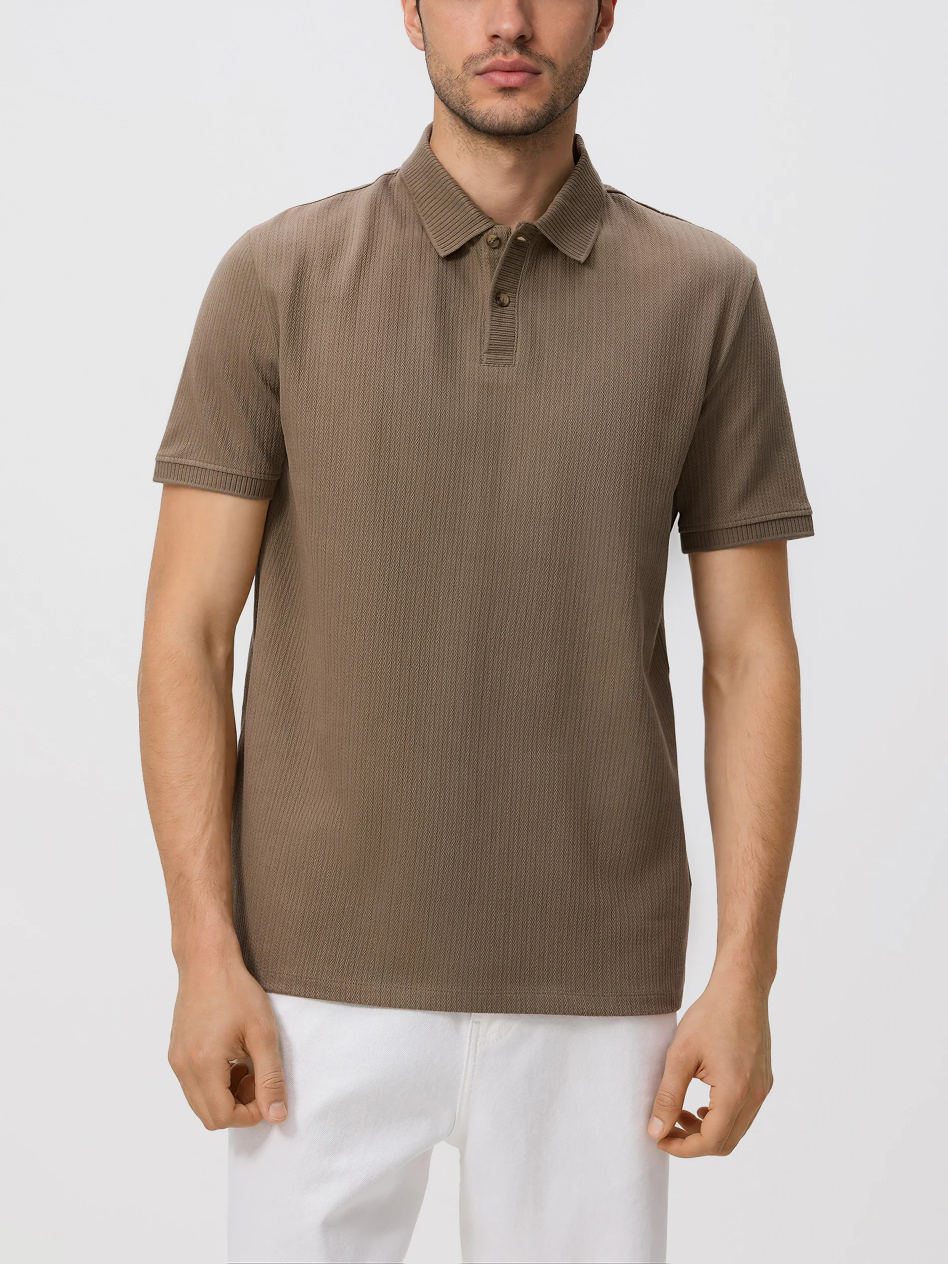 Polohemd im Regular-Fit aus Strukturjersey