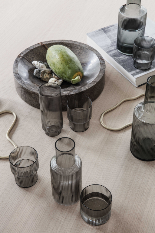 Ferm Living Ripple karaf glazen set small Clear