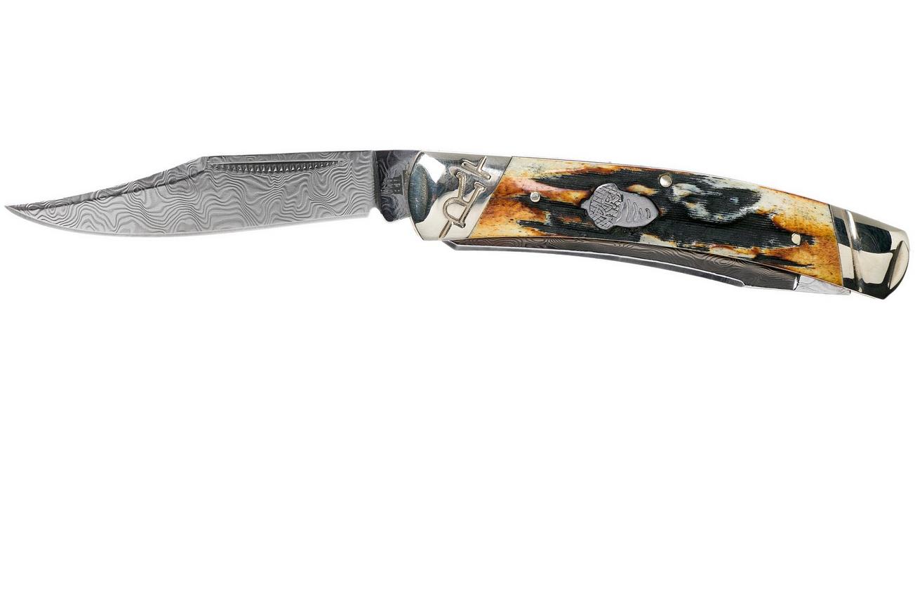 Rough Ryder Small Moose Cinnamon Stag RR2157 Damascus slipjoint zakmes