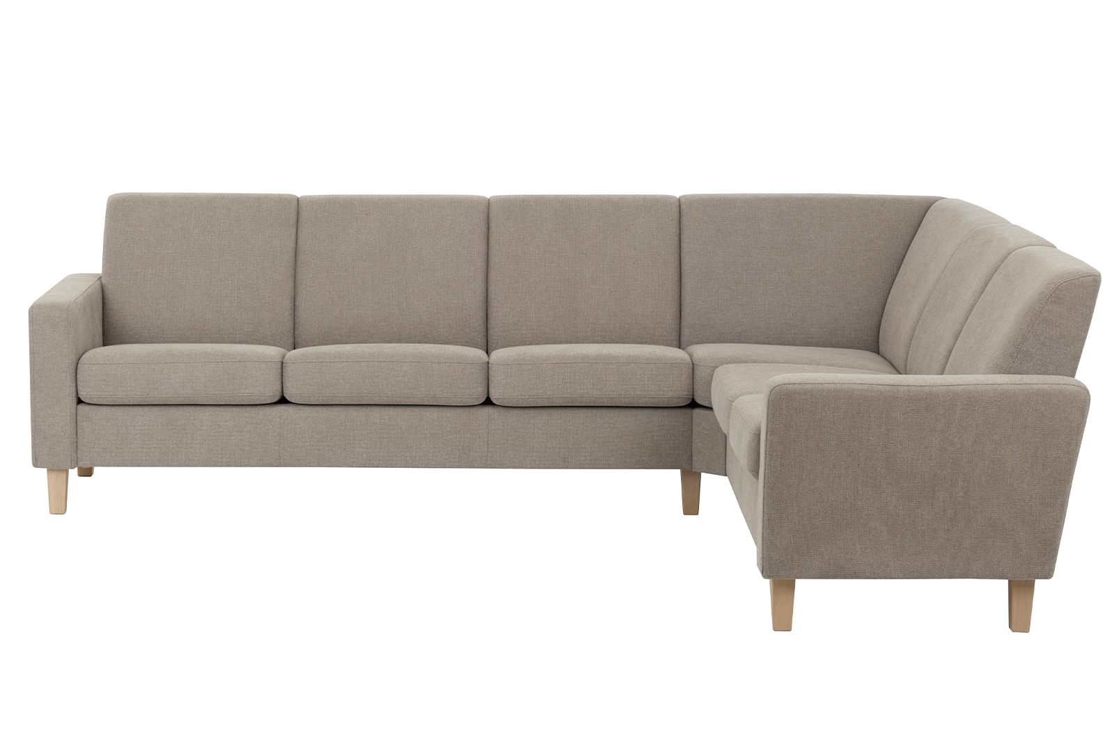 Medly hjørnesofa 32 hjørnesofa i tekstil Bloq Liver med arm B og hvitoljet ben 176. Vendbar