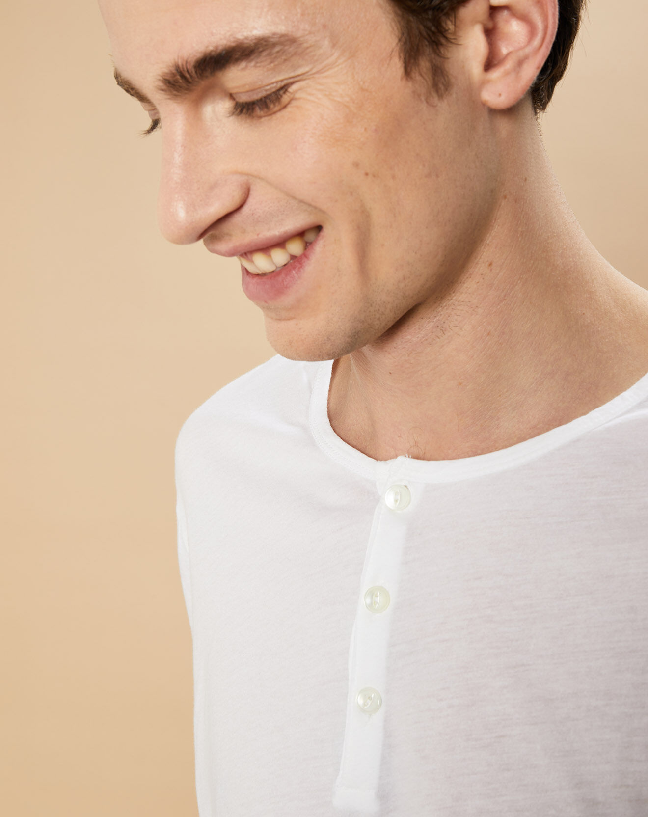 Hartford T-Shirt Light Henley blanc