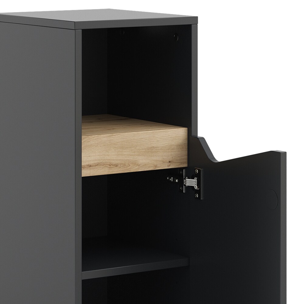 Vicco Midischrank Marelle Anthrazit Eiche 30 x 74,5 cm mit Tür und offenem Fach