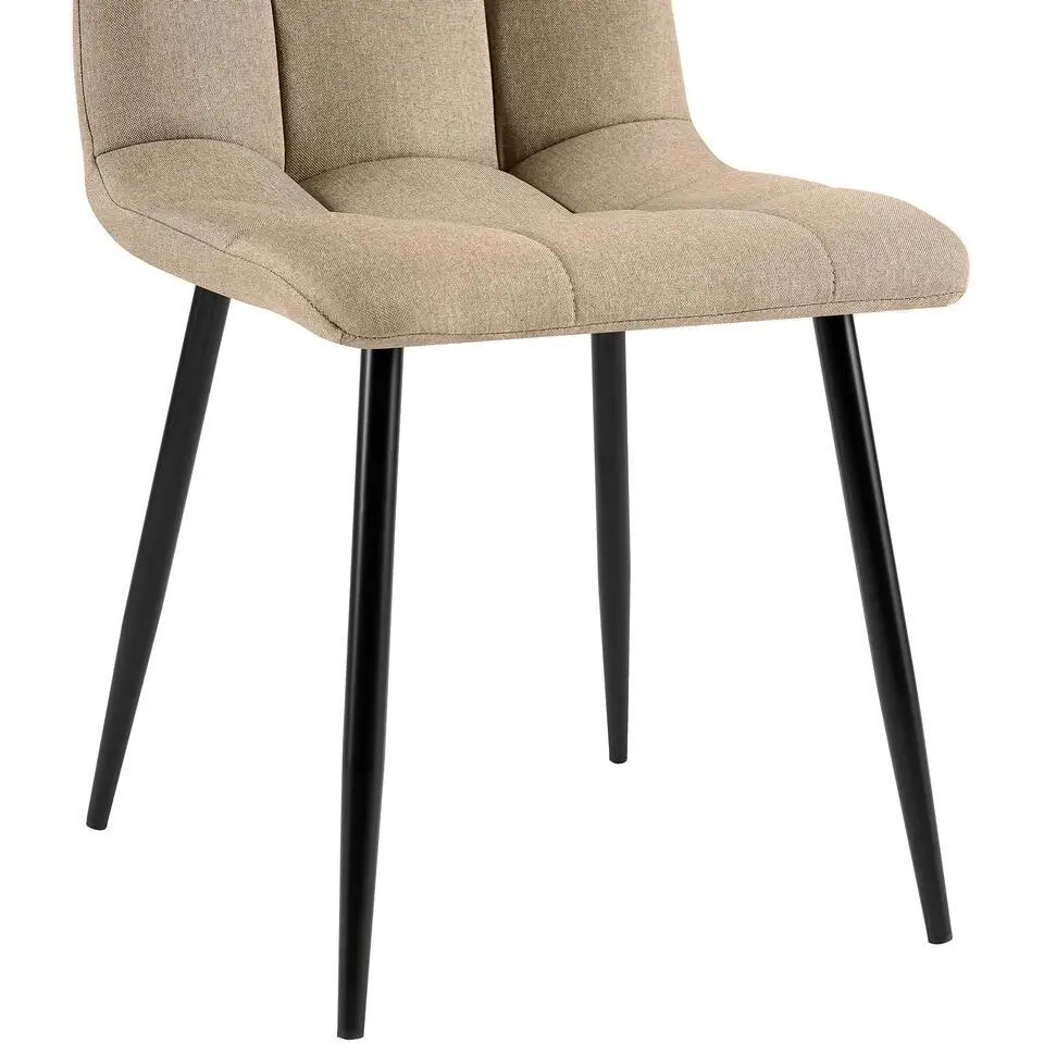 CLP Set van 4 Eetkamerstoel Antibes zwart Frame - Stof - taupe
