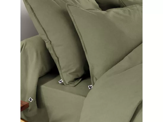 HEDDA - Taie d'Oreiller 63x63cm Flanelle de Coton Coloris Romarin