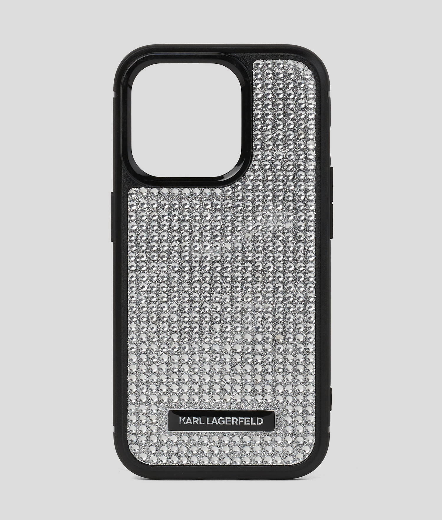 COQUE LOGO KARL AVEC STRASS POUR IPHONE 16 PRO - Argent