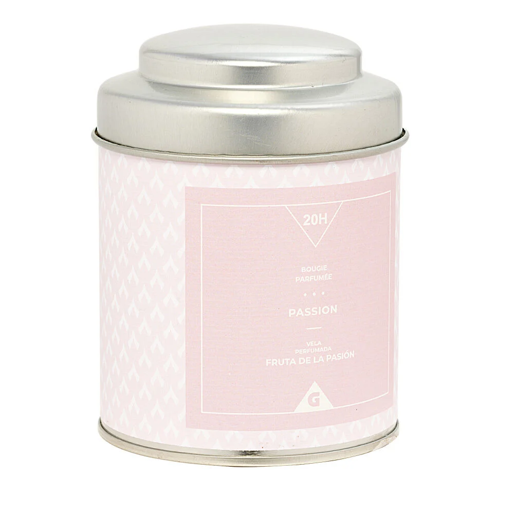 Bougie parfumée dans pot en métal senteur passion