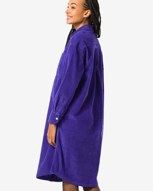 robe femme Lena en velours côtelé bleu
