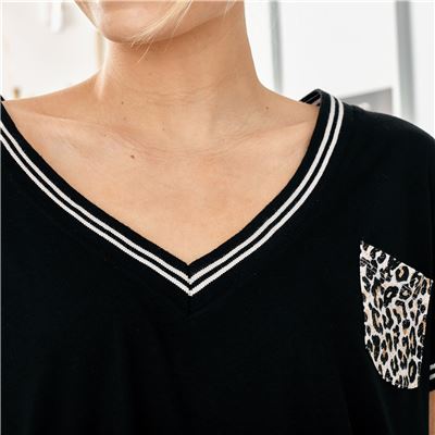 Chemise de nuit poche motif léopard - BECQUET CRÉATION
