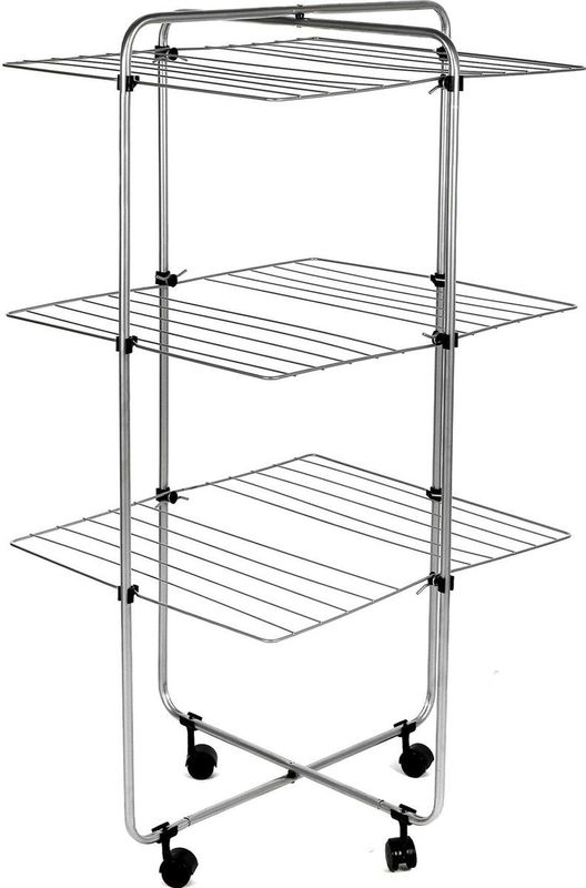 Urban Living - Droogrek met Wieltjes - Chrome - Droogtoren 3 Verdiepingen - 30 m