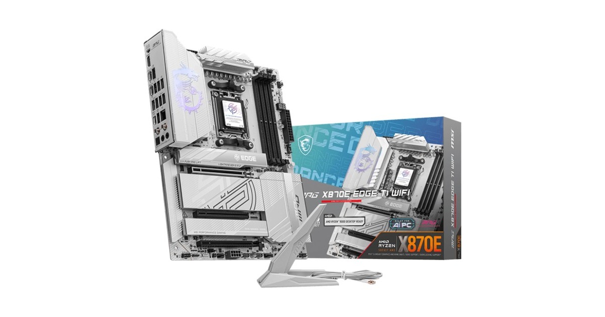 MSIMPG X870E EDGE TI WIFI socket AM5 moederbord  (Zilver, 5Gb-LAN, Wi-Fi 7, BT, Sound, ATX, Tweedekans)