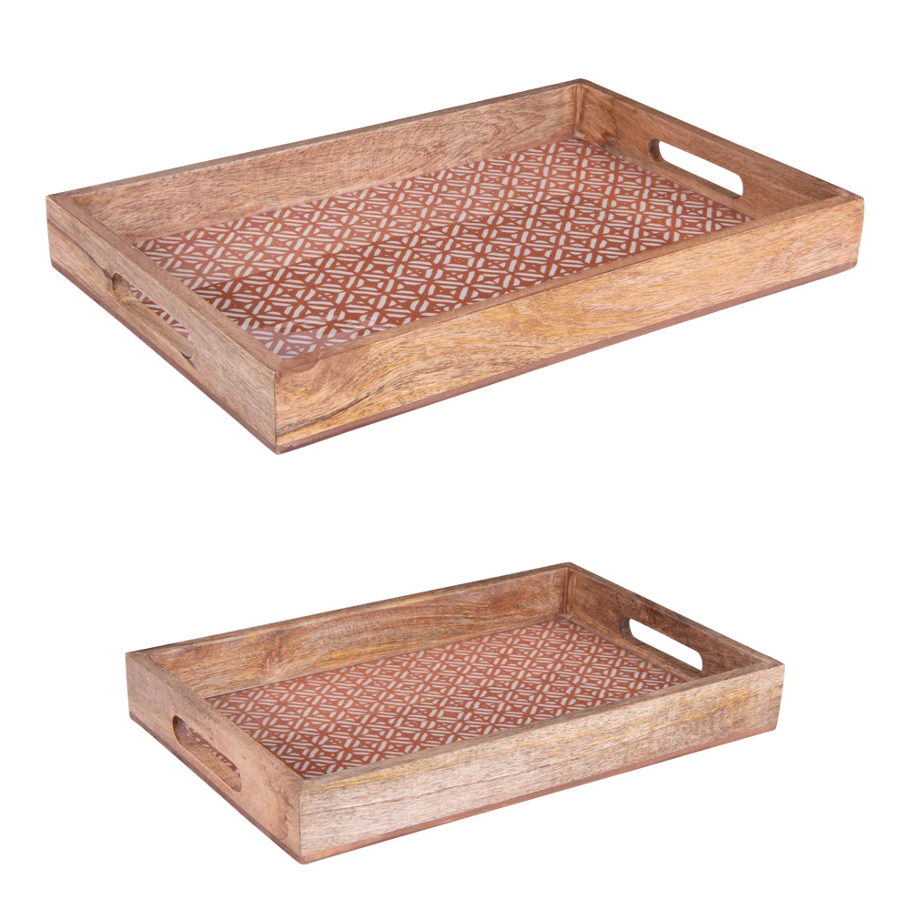 Set de 2 plateaux rectangulaires Atika de 40 et 45 cm Table passion