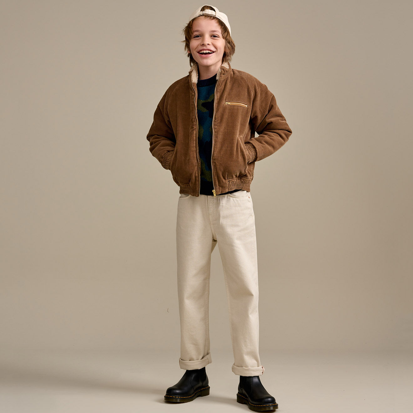 Bellerose Bomber en Velours côtelé Hedy doublé polaire olive