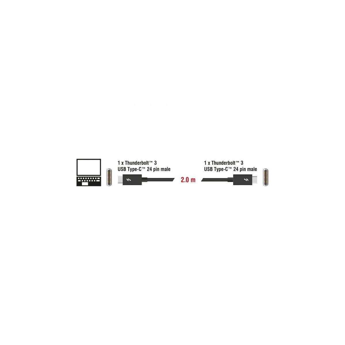 DeLock 84847 Thunderbolt3-kabel 2m 20Gbps 60W Strømforsyning USB C til USB C 4K UHD video svart