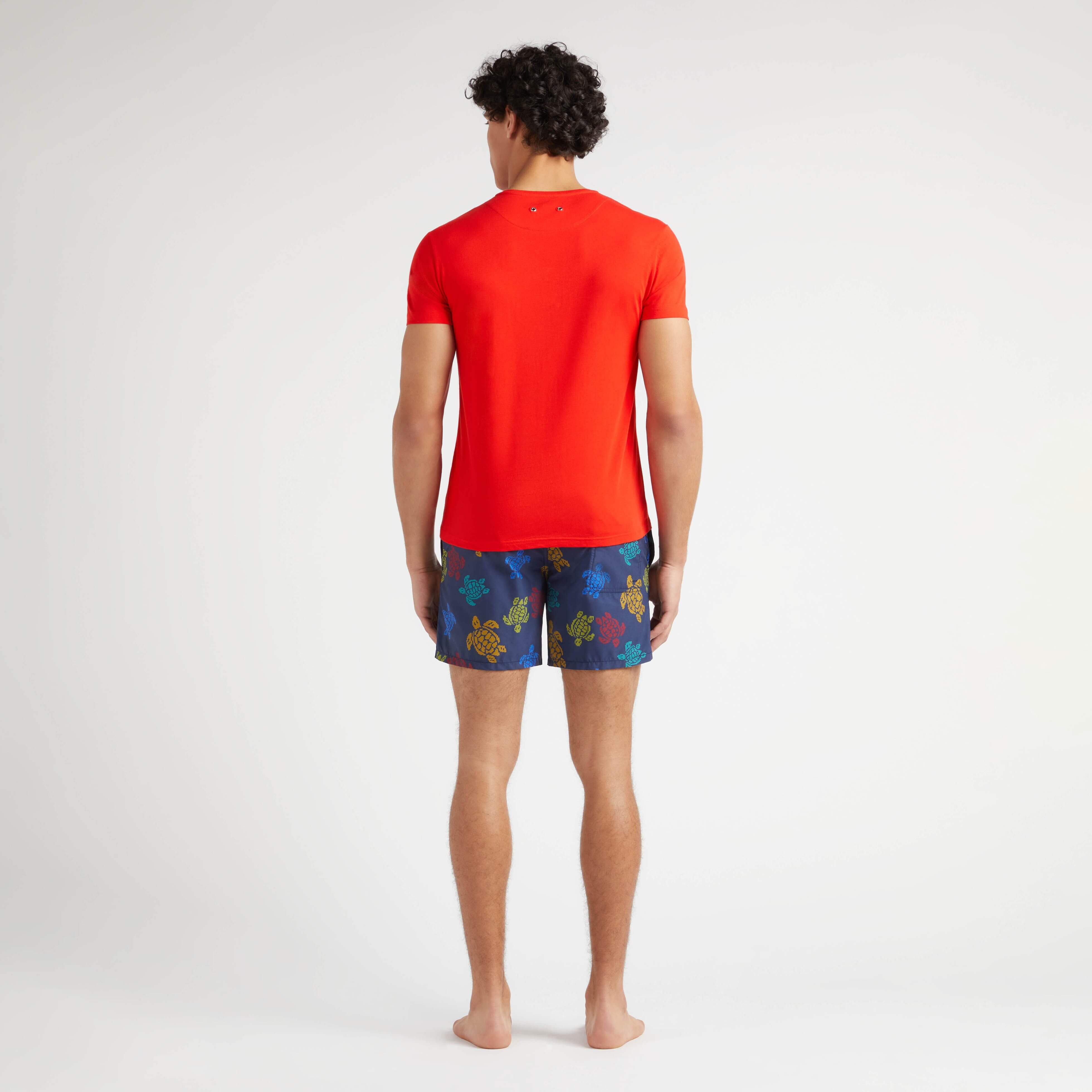 T-shirt en Coton Organique Homme Tortue Tricolore Brodée