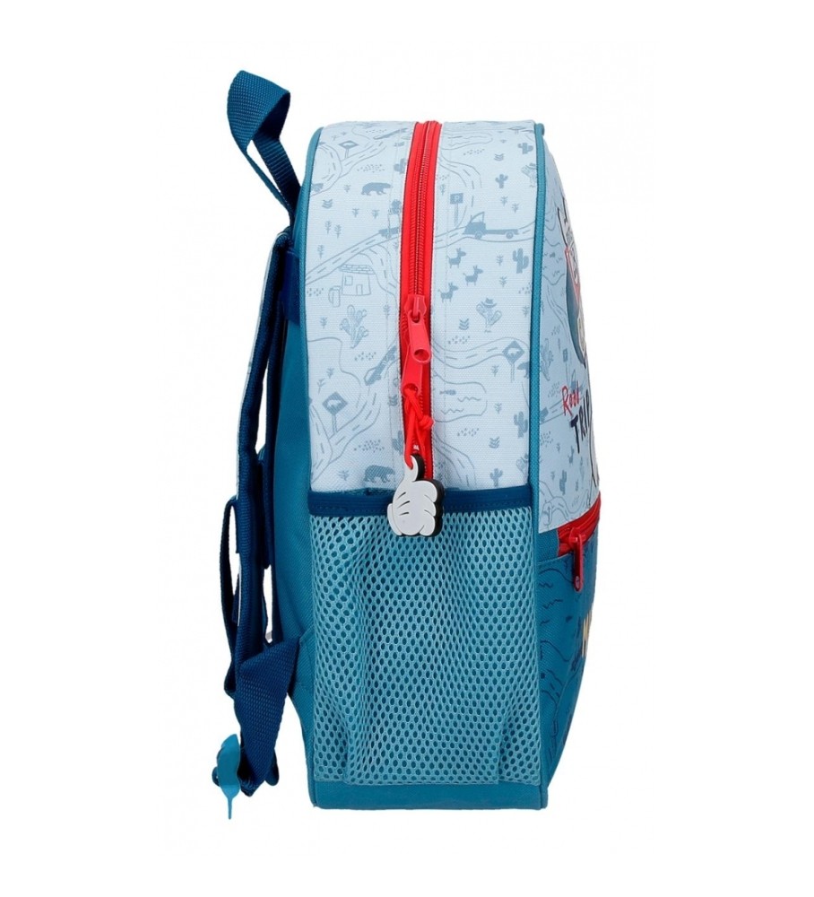 Mochila Disney Mickey Road Trip 33cm Adaptável a Carrinho Azul