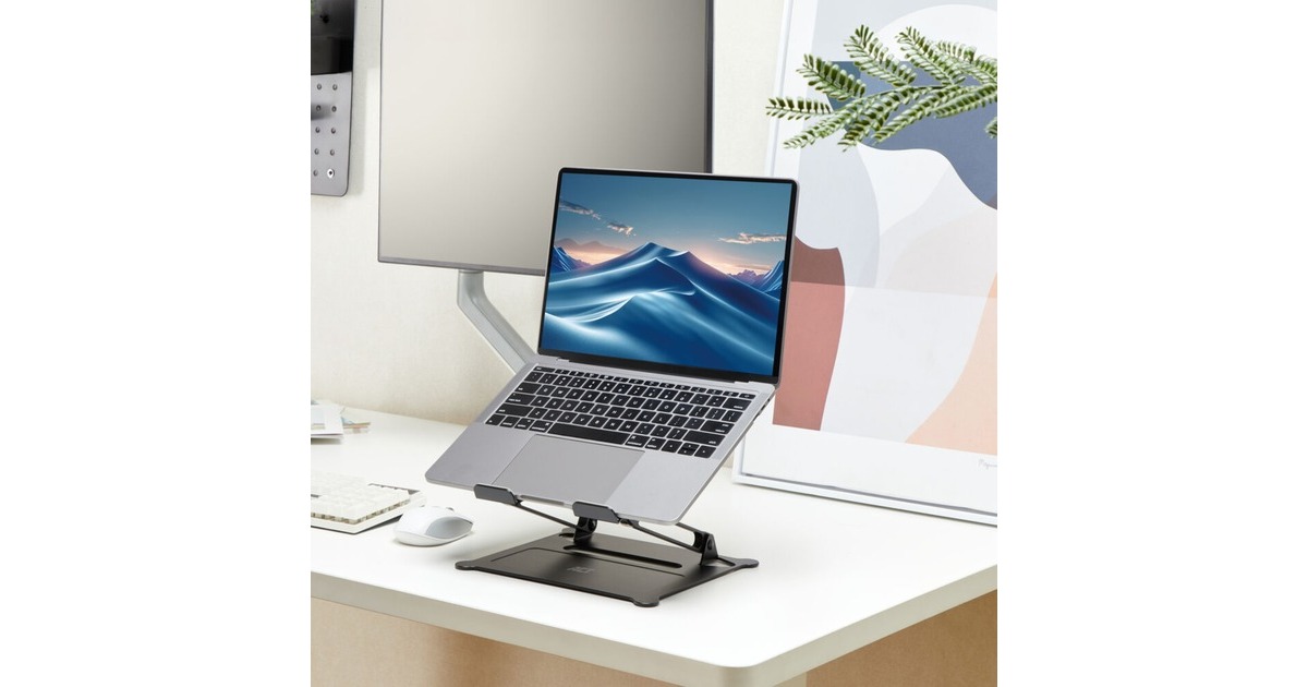 ACT ConnectivityLaptopstandaard, aluminium, inklapbaar, traploos in hoogte verstelbaar  (Zwart)