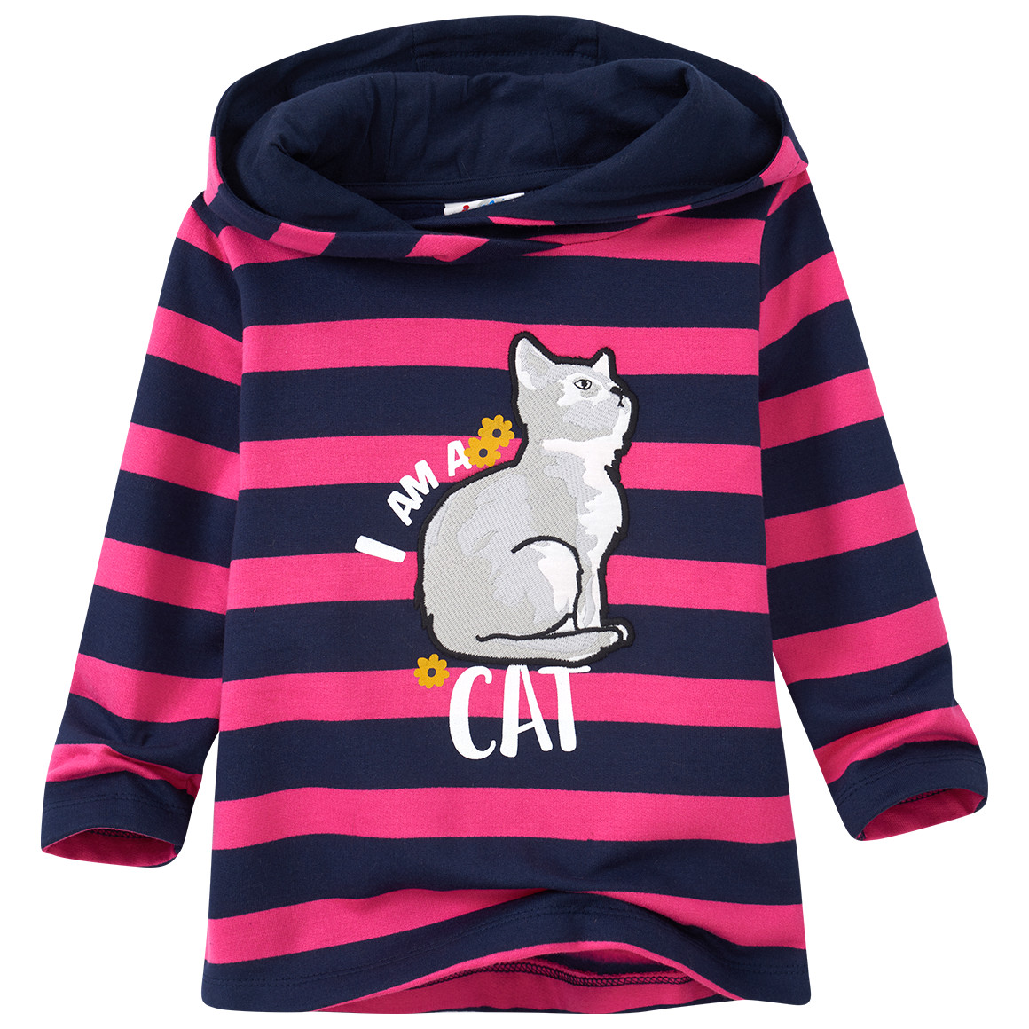Topolino Mädchen Hoodie mit Katzen-Applikation pink / dunkelblau
