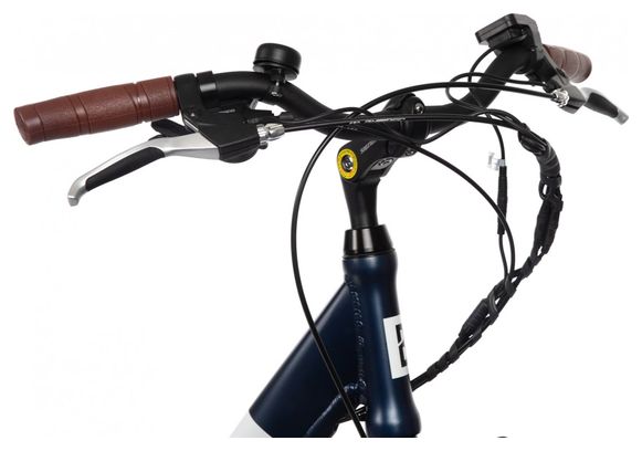 Vélo de Ville Électrique Mixte Bicyklet Claude Shimano Tourney 7V 500 Wh 700 mm Bleu Nuit Mat Marron - Produit Reconditionné