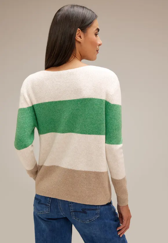 Blockstreifen Pullover - fresh gentle green melange