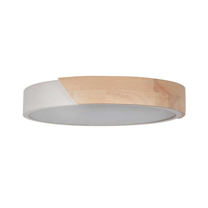Plafonnier Otto LED intégrée IP20 2300lm 18W blanc chaud ∅30 x H.5cm Corep métal blanc et bois