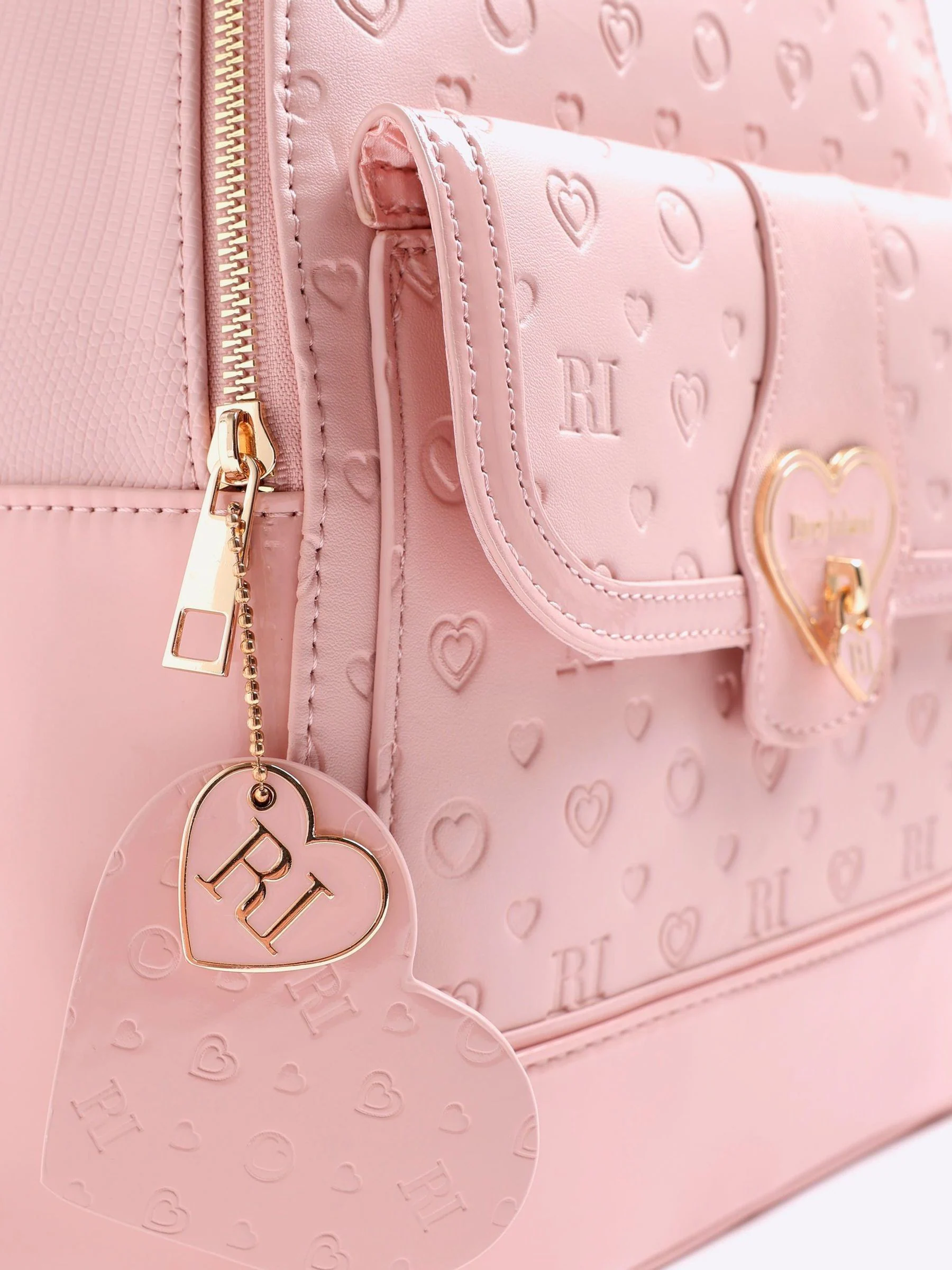 Roze - River Island Heart Lock Pocket Backpack