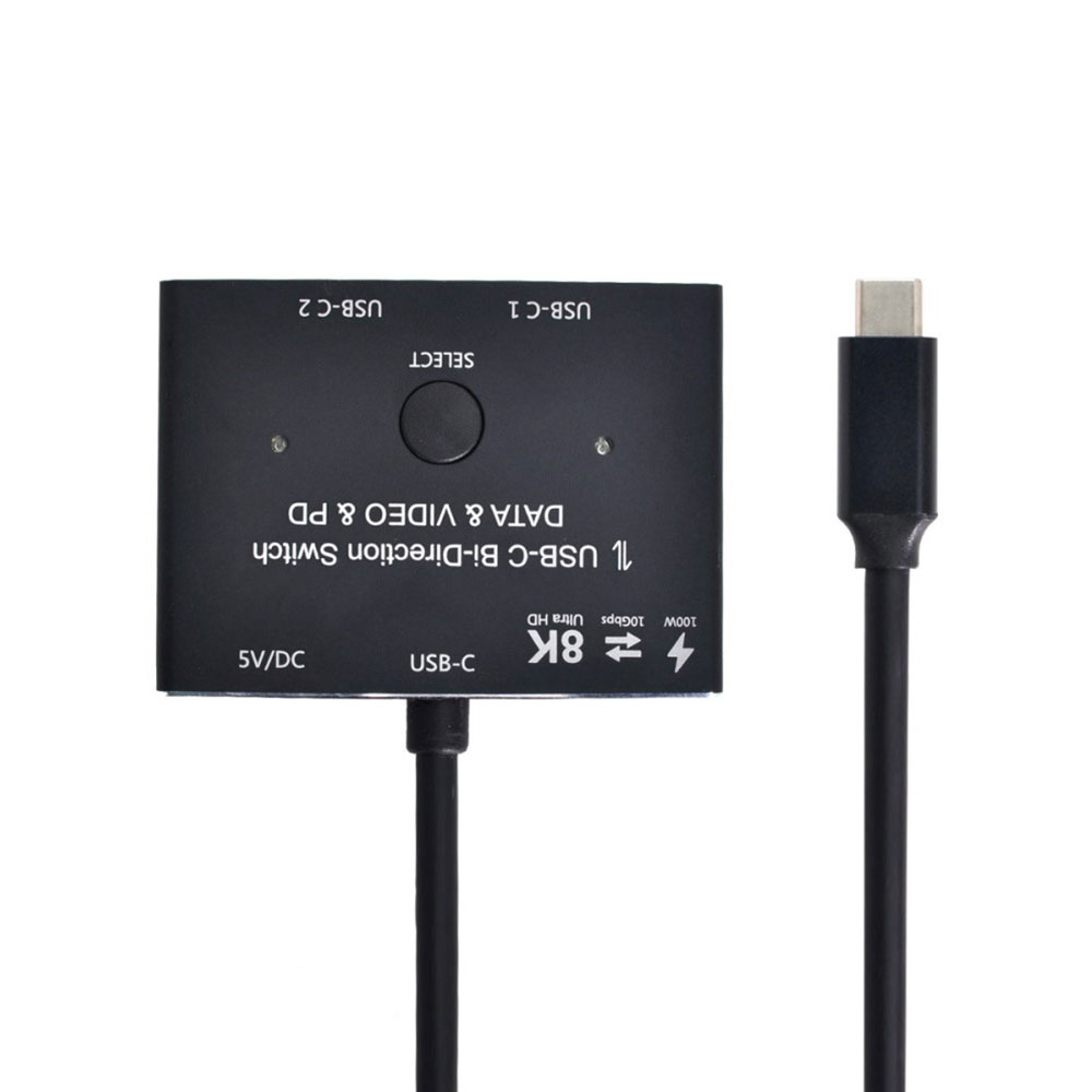 (50cm) 2in1 USB C Audio und Video KVM-Switch für bis zu 2 Computer mit 2x USB C Port (PD 100W / 8K@30Hz / 10 Gbit/s) - Grau