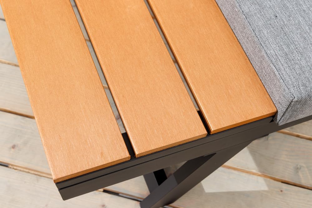 Riess Ambiente Verstellbare Gartenlounge MODULAR Miami - 230cm - grau Natur anthrazit - Liege Gartensofa inkl. Sitzpolster und Ablagetisch