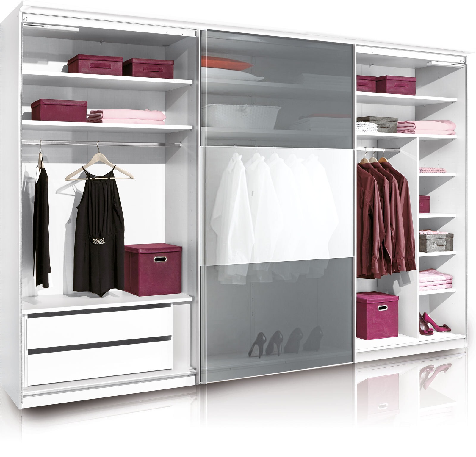 CASAVANTI Kleiderschrank LENTO 249 x 222 cm NB weiß/schwarz