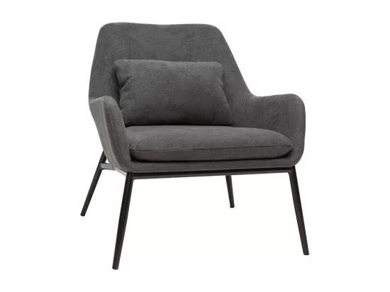 Fauteuil design en tissu effet velours gris foncé et métal noir MAXINE